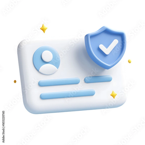Obraz 3D ID Card with Shield and Checkmark