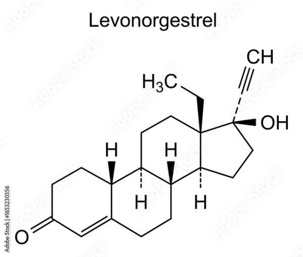 Fototapeta Chemical structure of levonorgestrel, drug substance