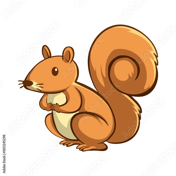 Fototapeta  Playful Squirrel Illustration: A charming illustration of a squirrel, capturing its bushy tail and alert expression, ideal for conveying playfulness and woodland charm.