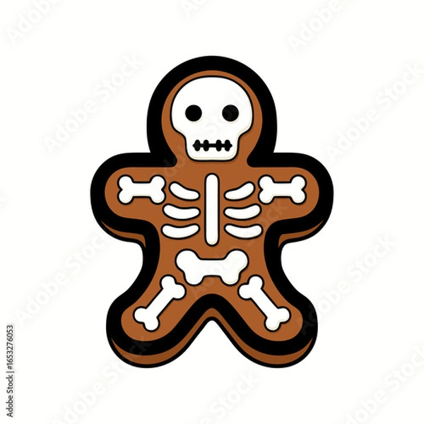 Fototapeta spooky gingerbread skeleton cartoon vector character isolated on white background halloween holiday design