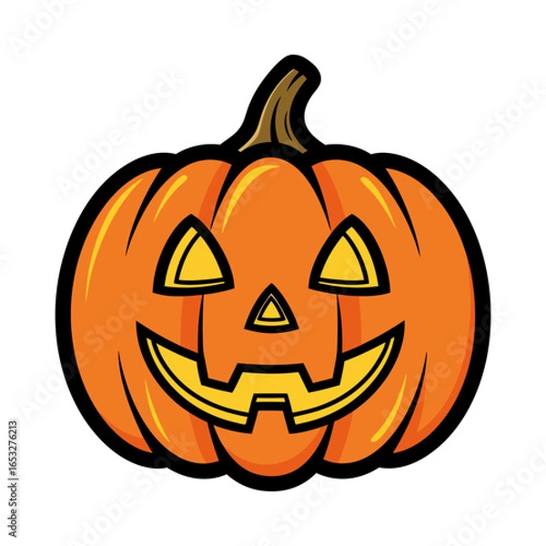 Fototapeta Isolated vector illustration classic halloween pumpkin jack o lantern with spooky carved face