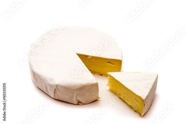 Obraz ser camembert biały ser pleśniowy na białym tle, wyciąć
