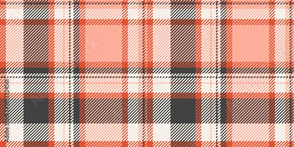 Fototapeta Jersey textile seamless texture, menu vector background plaid. Customizable tartan check pattern fabric in red and linen colors.