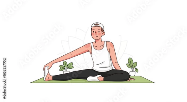 Fototapeta Seated Hamstring Stretch Yoga Pose for Flexibility and Relaxation