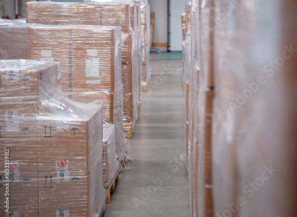 Obraz Holzpaletten mit Kartons