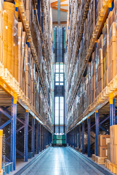 Obraz Logistik, Lagerhalle, Regelsystem, Schmalgang 