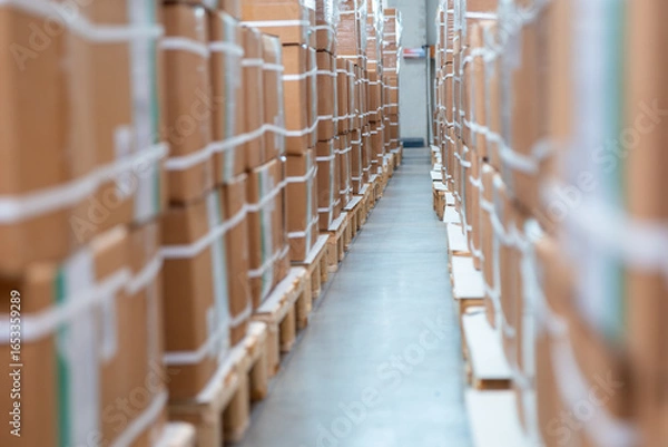 Obraz Holzpaletten mit Kartons