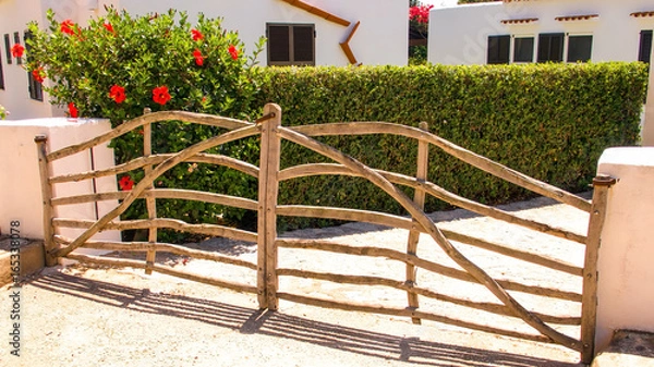 Obraz Ornate rustic wooden garden gate