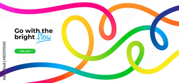 Fototapeta Abstract Color Lines Pattern. Vector Rainbow Gradient Ribbons. Wave Shape Flow Lines on White Background.