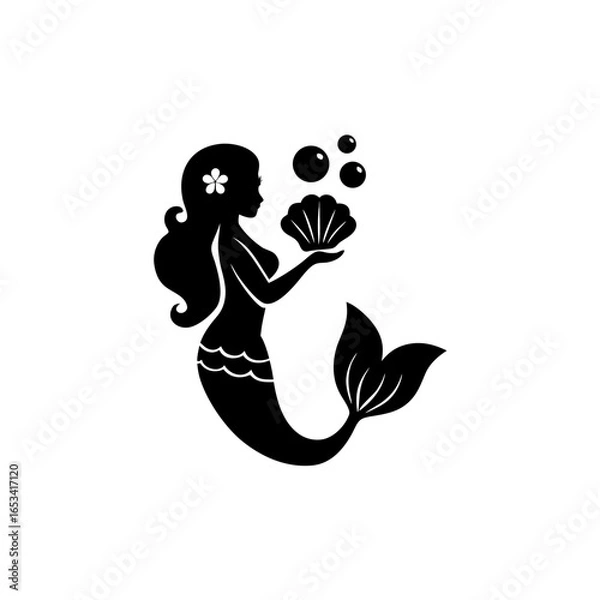 Fototapeta creative details Outline mermaid silhouette Icon vector illustration.