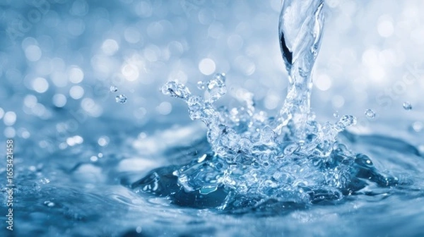 Fototapeta Clean water safety: drinking source, flow control, moisture balance, treatment process, testing measure, clear surface, aqua composition, utility check, environment factor, freshwater amount, 
