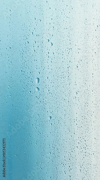 Obraz Water droplets collect on a smooth surface creating a calming blue gradient effect