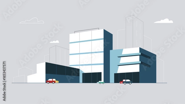 Fototapeta Modern Urban Architecture with Geometric Building Design