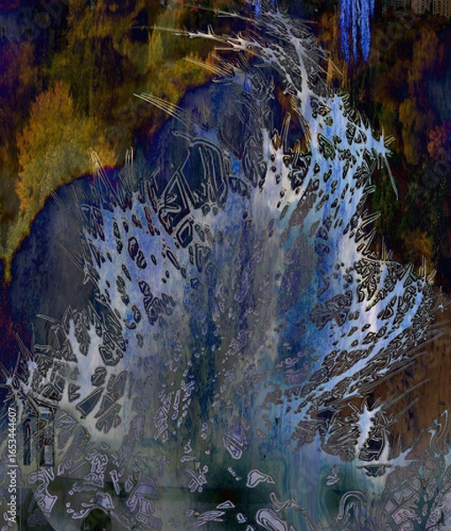 Fototapeta Bright multicolor abstract composition with plant elements