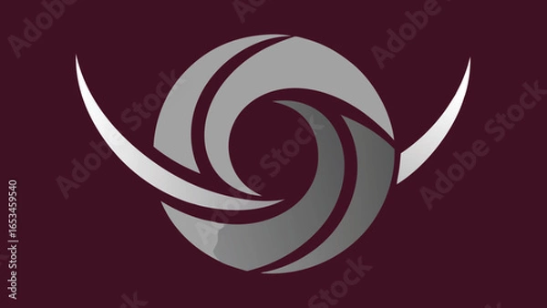 Obraz Abstract Swirling Gray and transparency background White Logo on Deep Red Background vortex spiral