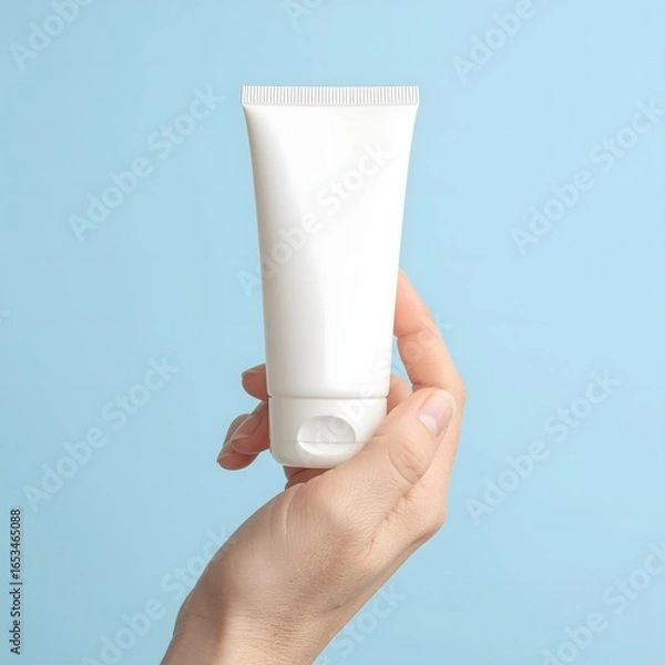 Obraz Cosmetic Tube Mockup in Hand on Soft Background