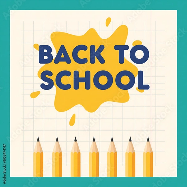 Fototapeta Back to School Bright and Cheerful Design with Pencils and Yellow Splash