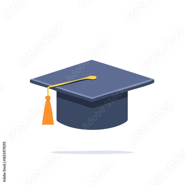 Fototapeta Academic mortarboard graduation cap with gold tassel vector icon