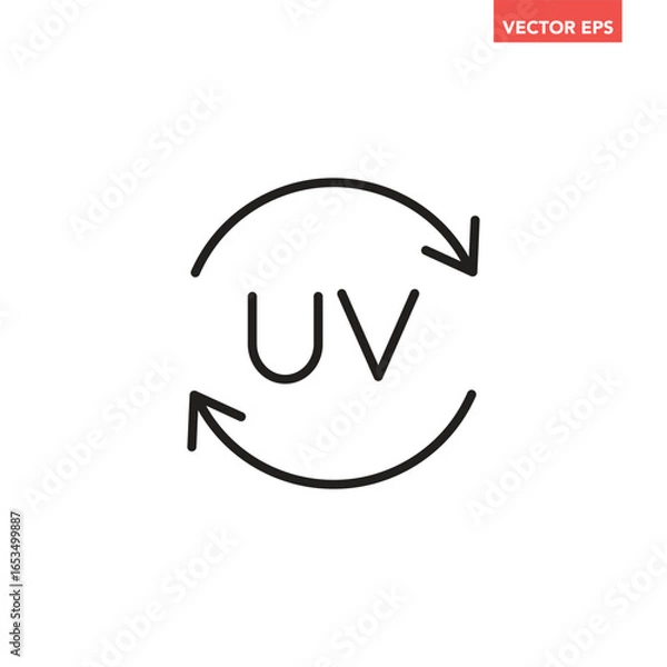 Fototapeta Black single sun protection line icon. Simple round UV with refresh arrows flat design vector pictogram, infographic interface elements for app logo web button ui ux isolated on white background
