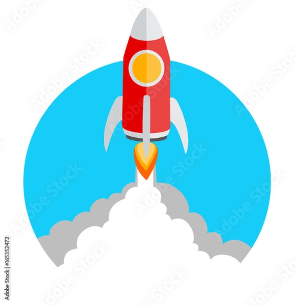 Fototapeta Vector illustration rocket launch icon with copy space
