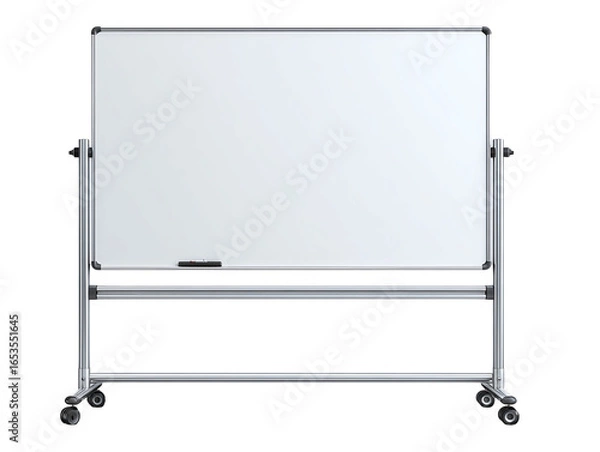 Fototapeta Whiteboard Presentation Tool With Metal Stand Isolated On Transparent Background, PNG