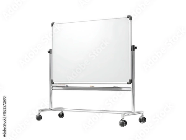 Fototapeta Empty Whiteboard on Rolling Stand With Transparent Background, PNG