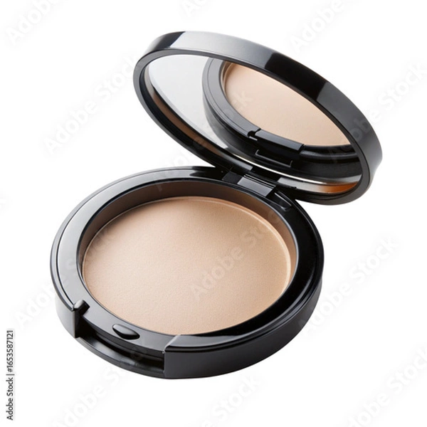Obraz A compact powder makeup case with beige powder inside