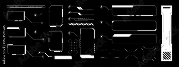 Fototapeta Futuristic callout title text boxes. Digital HUD lower third, frames, and infographic UI elements