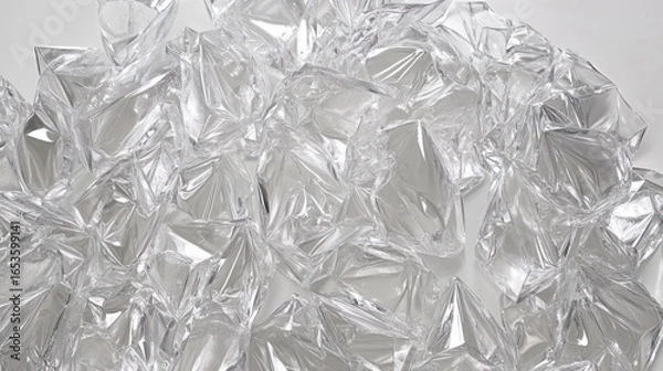 Obraz Abstract Background of Crinkled Clear Plastic Sheets with Silver Reflection effect