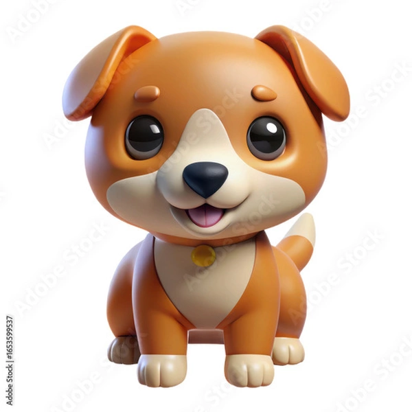 Fototapeta Adorable cartoon puppy with big eyes and floppy ears a friendly and playful companion isolated on transparent background