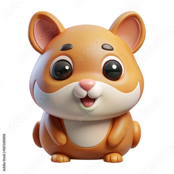 Fototapeta Adorable cartoon hamster character with big eyes and a friendly smile isolated on transparent background
