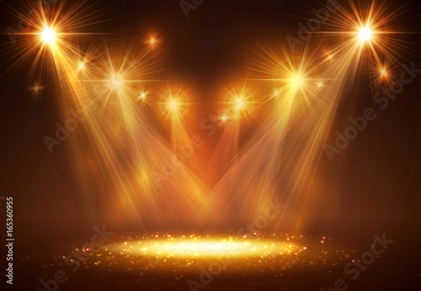 Obraz Spotlight on stage with smoke and light.