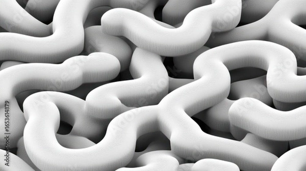 Obraz Monochrome abstract composition featuring intertwined, organic, white forms with soft lighting