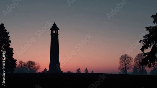 Fototapeta 夕焼け　塔