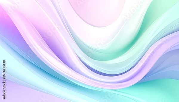Fototapeta A captivating abstract background featuring smooth, flowing lines and gentle waves in a harmonious blend of soft colors, creating a serene atmosphere.