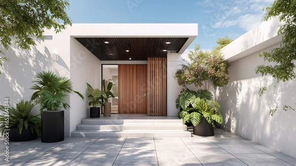 Fototapeta 植栽が彩るミニマルモダン玄関