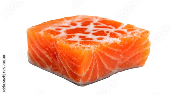 Fototapeta Freshly Cut Salmon Fillet with Natural Lines Isolated on White