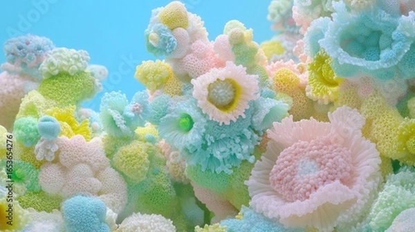 Obraz Colorful Coral Reef Formation with Pastel Hues and Intricate Textures underwater beauty