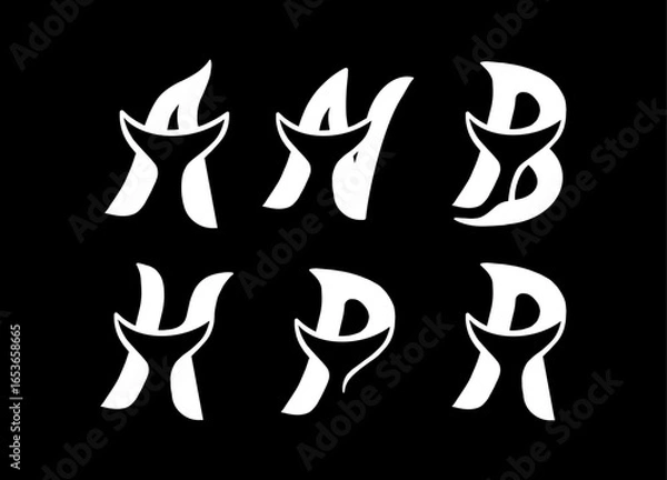 Fototapeta set initial letter with fish tail monogram logo