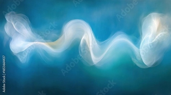 Obraz Serene Abstract Wave Forms on a Turquoise Gradient Background with Ethereal Quality