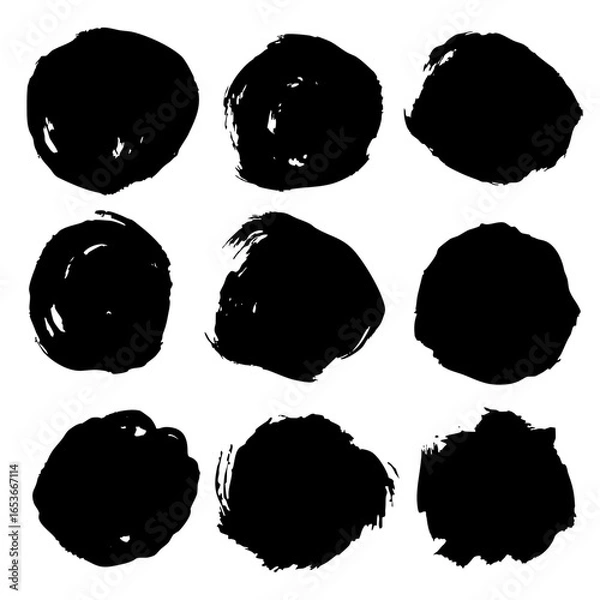 Obraz 筆で描いた和風の円形背景素材セット