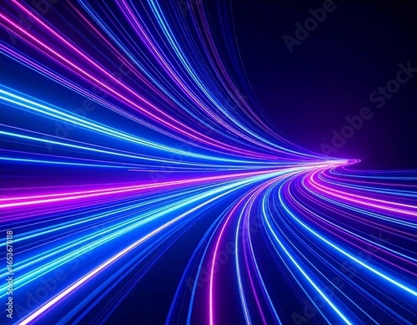Fototapeta Abstract neon light streaks forming a tunnel