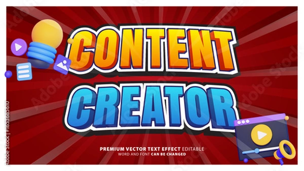 Fototapeta Content creator text effect template