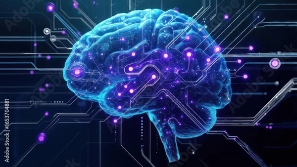 Fototapeta Brain with circuit board