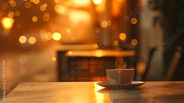 Obraz Cozy evening coffee in a warmly lit cafe