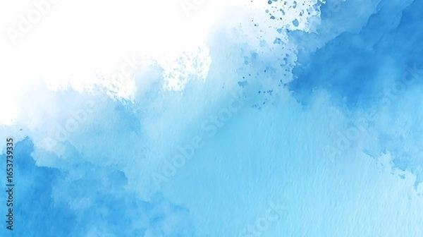 Obraz Blue Watercolor Background with Soft Textures and Abstract Artistic Patterns