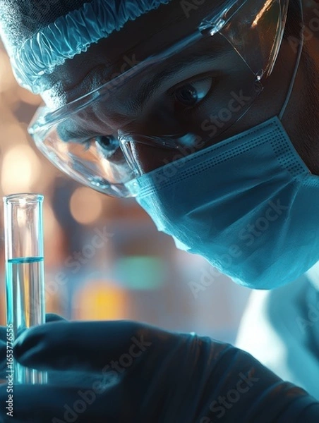 Obraz Lab technician inspecting chemical reaction
