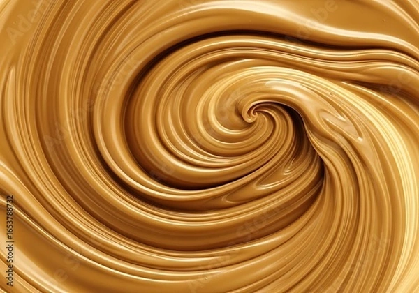 Obraz Close up of creamy golden peanut butter swirled into a smooth vortex pattern