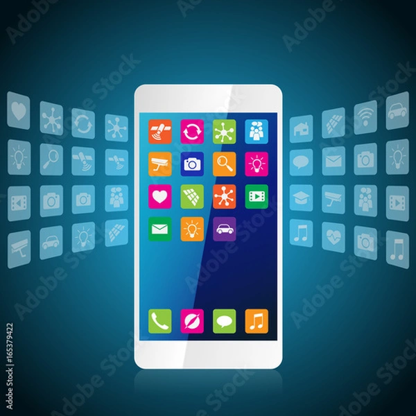 Fototapeta Select applications to download and install on smartphone