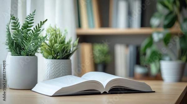 Obraz Open Book on a table in room interior
